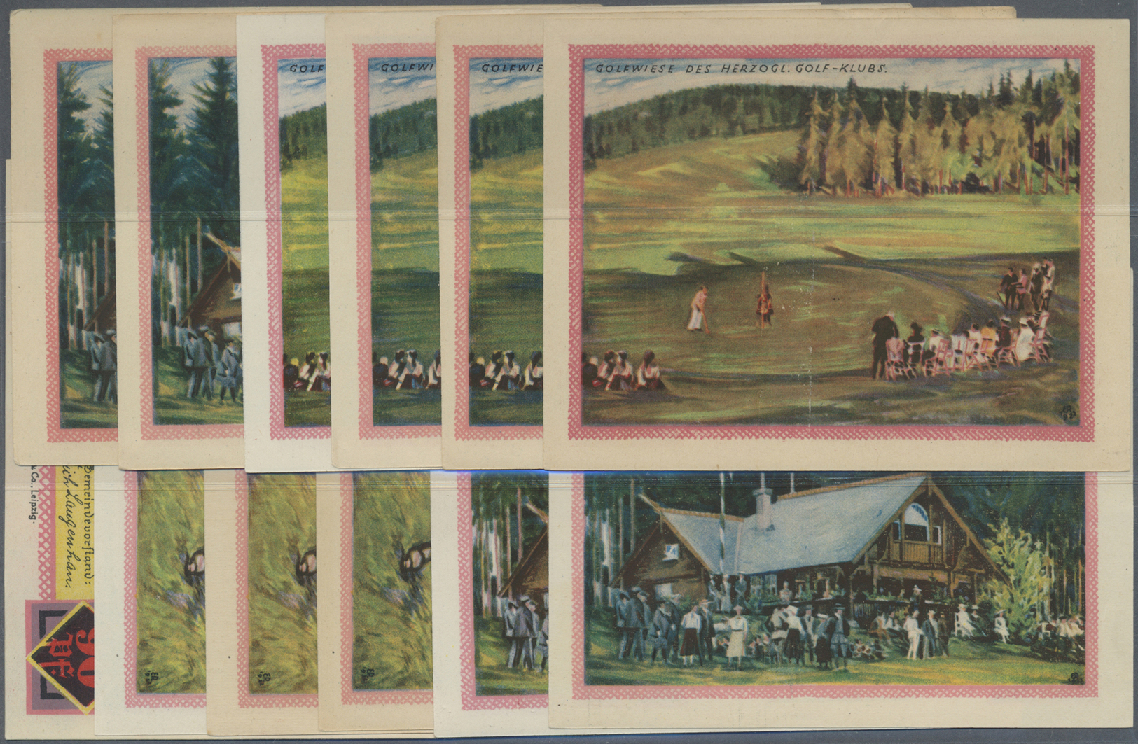 04230 Deutschland - Notgeld - Thüringen: Oberhof, Gemeinde, Je 4 X 75, 80, 90 Pf., 1.4.1922, Golfserie, 3 X Erh. I, 1 X - [11] Emissions Locales