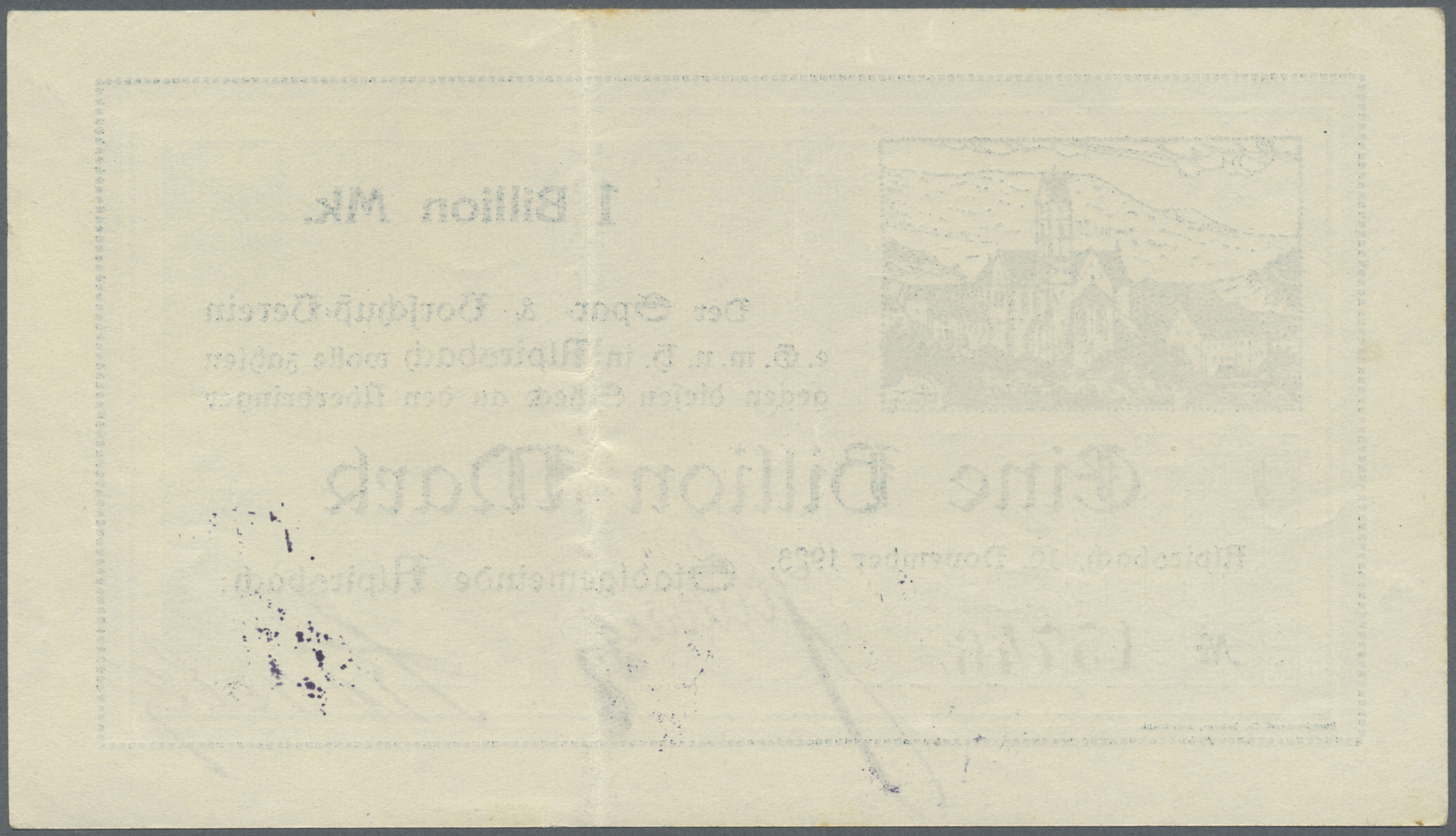 04259 Deutschland - Notgeld - Württemberg: Alpirsbach, Stadtgemeinde, 1 Billion Mark, 16.11.1923, 2 Gestempelte Untersch - [11] Emissions Locales