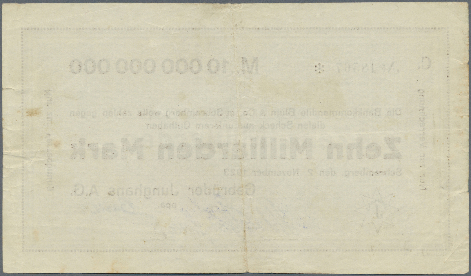 04341 Deutschland - Notgeld - Württemberg: Schramberg, Gebrüder Junghans AG, 10 Mrd. Mark, 25.10.1923, Druck "Gustav Mai - [11] Emissions Locales