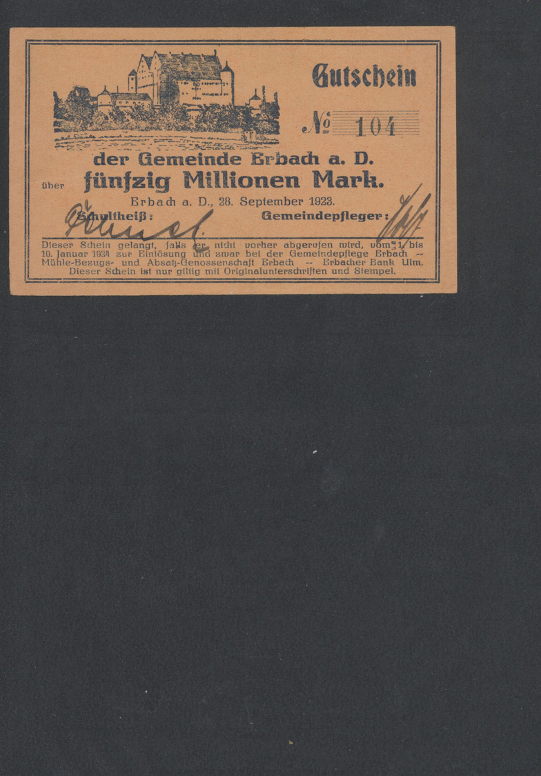 04566 Deutschland - Notgeld - Württemberg: Erbach, Gemeinde, 10 Mio. Bis 1 Billion Mark, 28.9. - 26.11.1923, Herausragen - [11] Emissions Locales