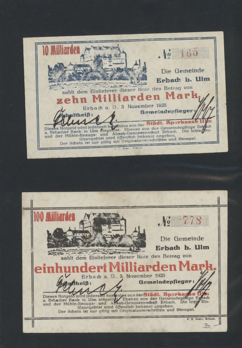 04566 Deutschland - Notgeld - Württemberg: Erbach, Gemeinde, 10 Mio. Bis 1 Billion Mark, 28.9. - 26.11.1923, Herausragen - [11] Emissions Locales