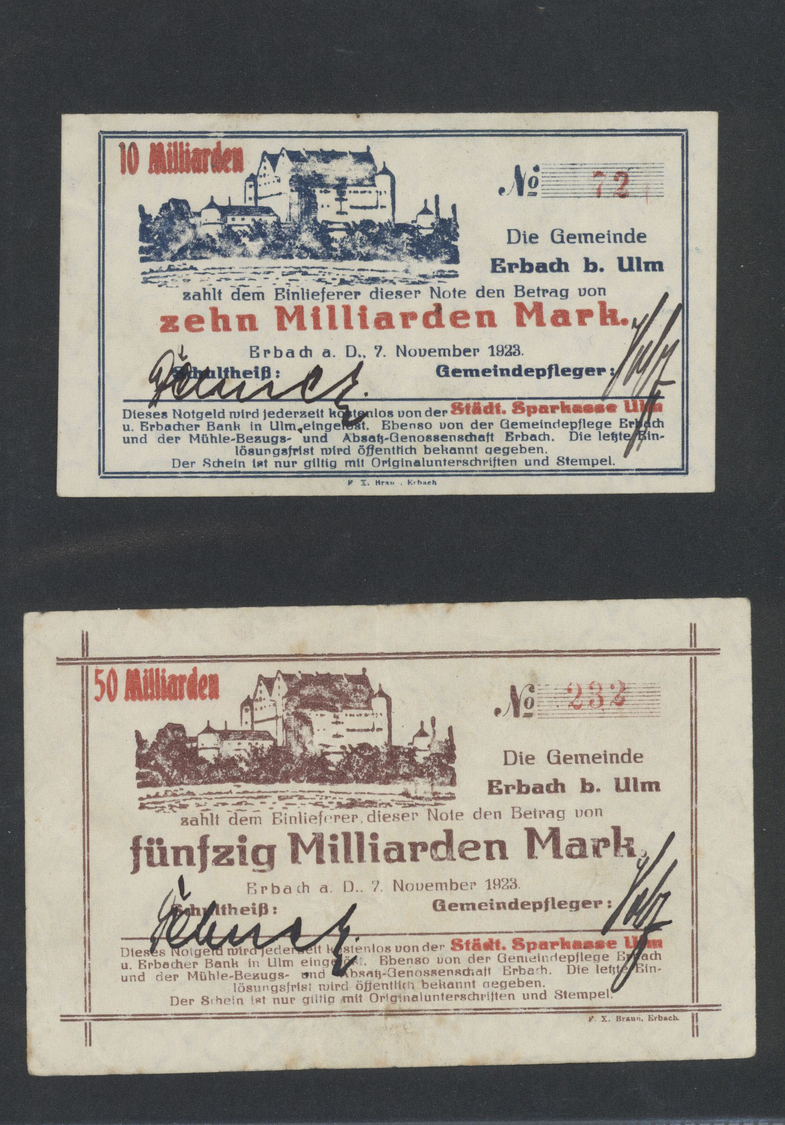 04566 Deutschland - Notgeld - Württemberg: Erbach, Gemeinde, 10 Mio. bis 1 Billion Mark, 28.9. - 26.11.1923, herausragen