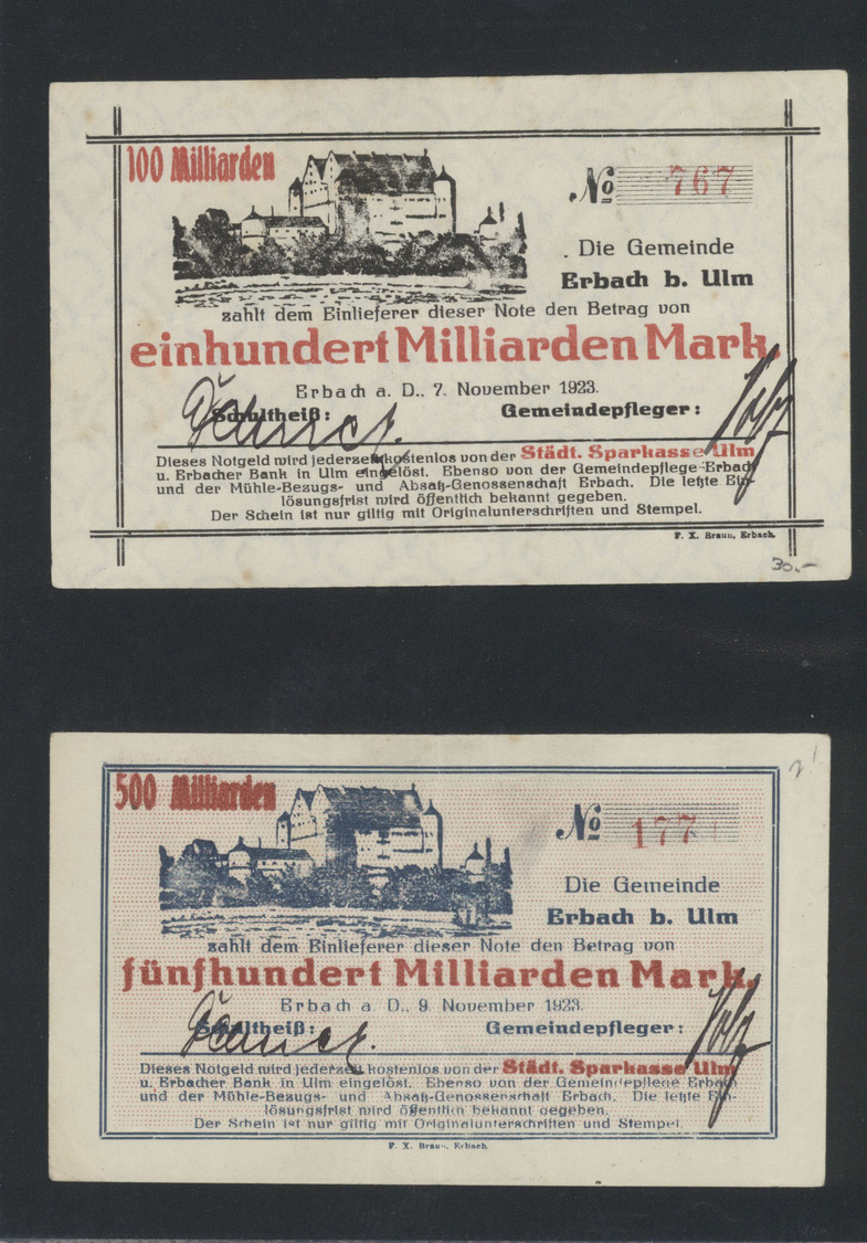 04566 Deutschland - Notgeld - Württemberg: Erbach, Gemeinde, 10 Mio. bis 1 Billion Mark, 28.9. - 26.11.1923, herausragen