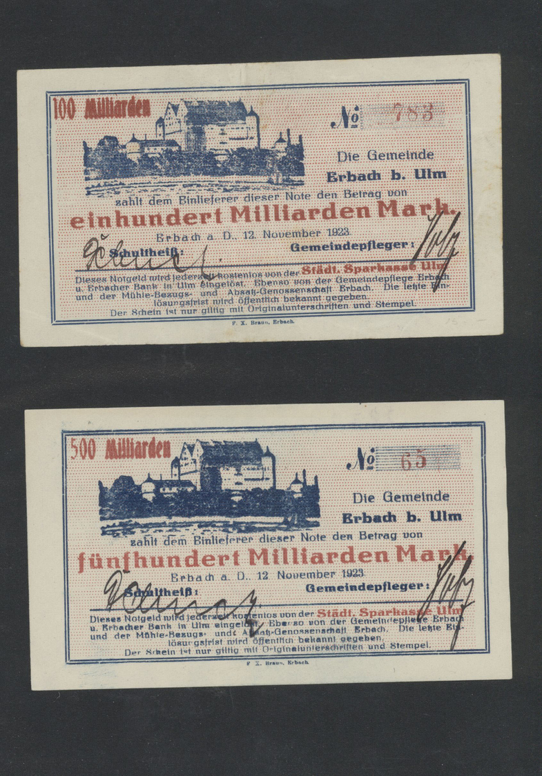 04566 Deutschland - Notgeld - Württemberg: Erbach, Gemeinde, 10 Mio. bis 1 Billion Mark, 28.9. - 26.11.1923, herausragen