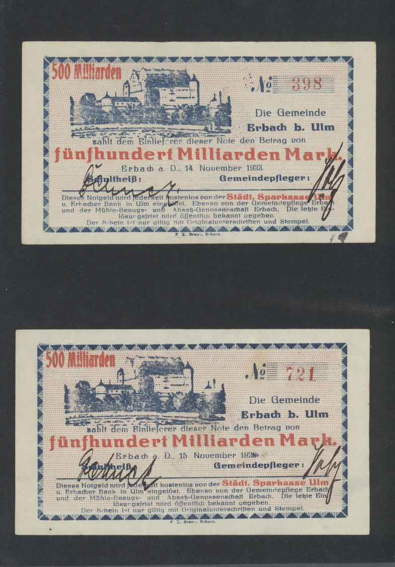 04566 Deutschland - Notgeld - Württemberg: Erbach, Gemeinde, 10 Mio. bis 1 Billion Mark, 28.9. - 26.11.1923, herausragen