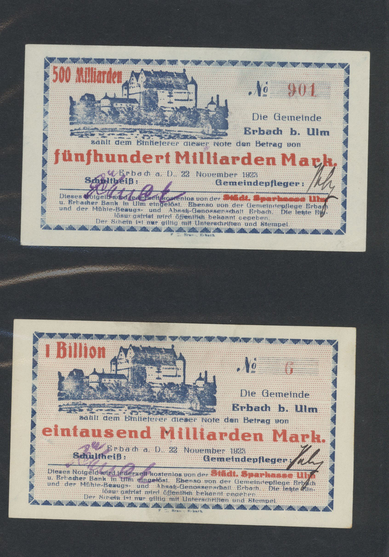 04566 Deutschland - Notgeld - Württemberg: Erbach, Gemeinde, 10 Mio. bis 1 Billion Mark, 28.9. - 26.11.1923, herausragen
