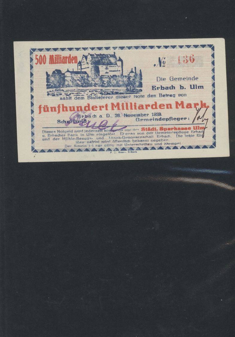 04566 Deutschland - Notgeld - Württemberg: Erbach, Gemeinde, 10 Mio. bis 1 Billion Mark, 28.9. - 26.11.1923, herausragen