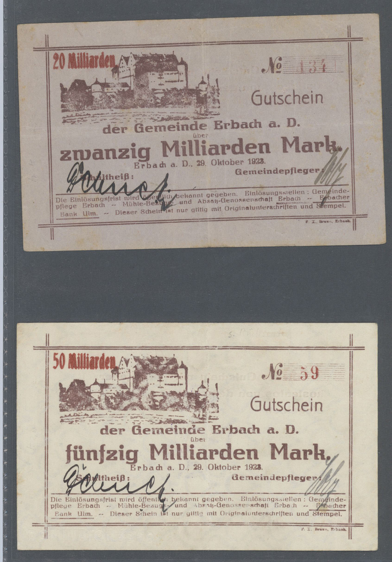 04566 Deutschland - Notgeld - Württemberg: Erbach, Gemeinde, 10 Mio. bis 1 Billion Mark, 28.9. - 26.11.1923, herausragen