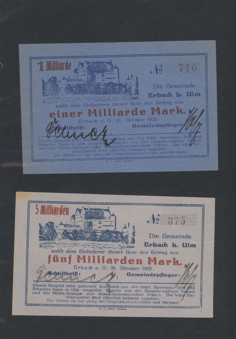 04566 Deutschland - Notgeld - Württemberg: Erbach, Gemeinde, 10 Mio. bis 1 Billion Mark, 28.9. - 26.11.1923, herausragen