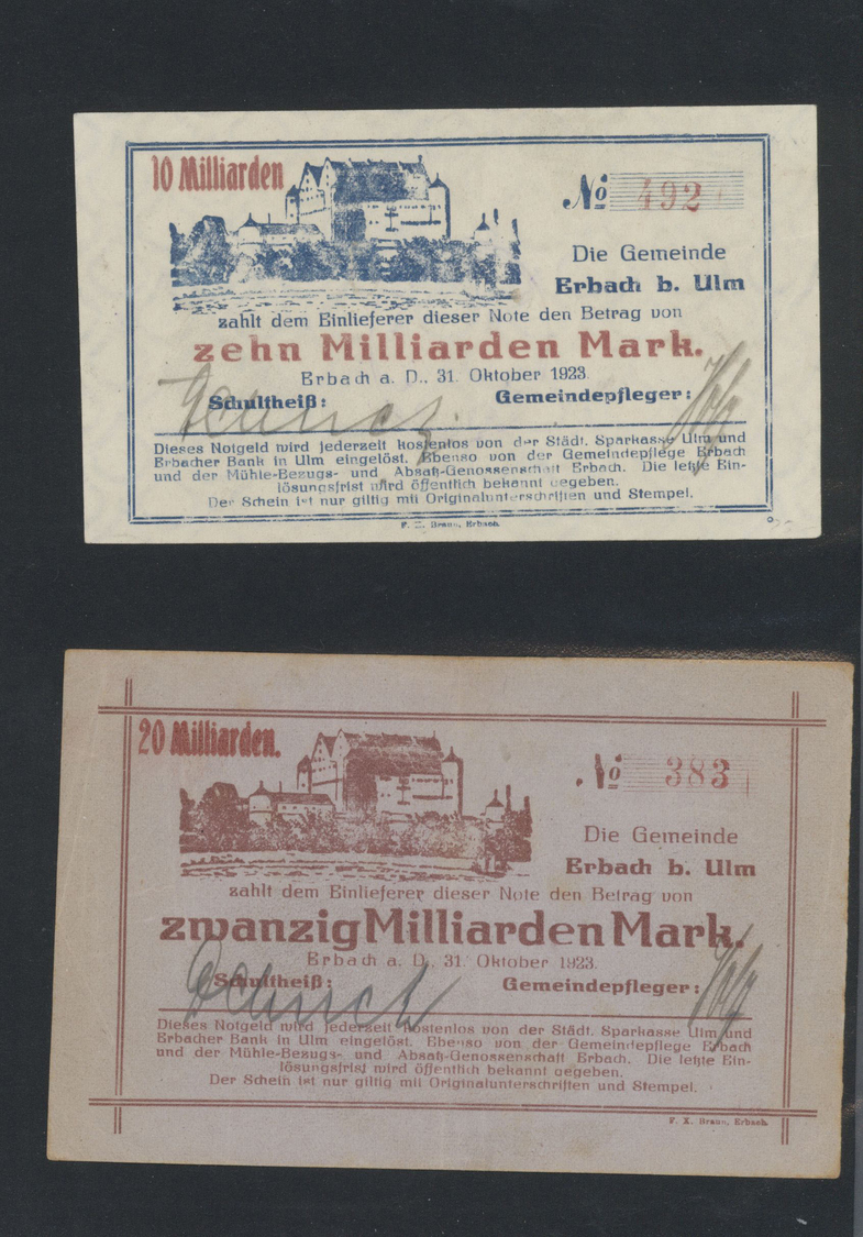 04566 Deutschland - Notgeld - Württemberg: Erbach, Gemeinde, 10 Mio. bis 1 Billion Mark, 28.9. - 26.11.1923, herausragen