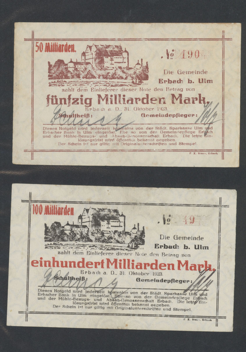 04566 Deutschland - Notgeld - Württemberg: Erbach, Gemeinde, 10 Mio. bis 1 Billion Mark, 28.9. - 26.11.1923, herausragen