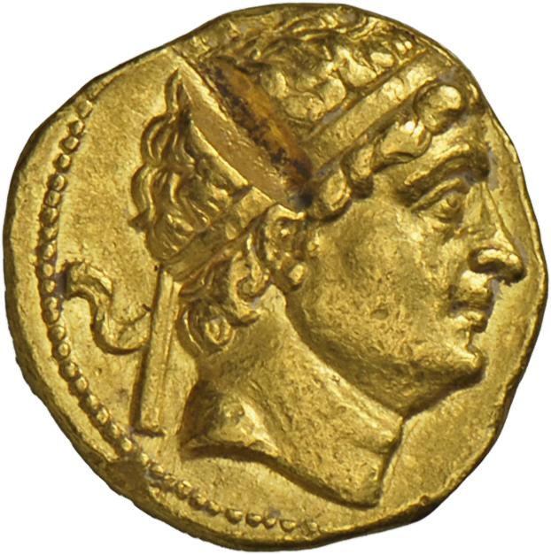 05004 Baktrien: Diodotus I. Ca. 255-235 V. Chr.: Gold-Stater Mit Titel Antiochos II; 8,25 G; Prüfeinhieb Auf Dem Avers, - Grecques