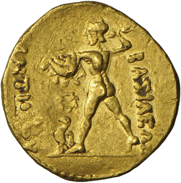 05005 Baktrien: Diodotus I. Ca. 255-235 V. Chr.: Gold-Stater Mit Titel Antiochos II; 8,31 G; Prüfeinhieb Auf Dem Avers, - Grecques