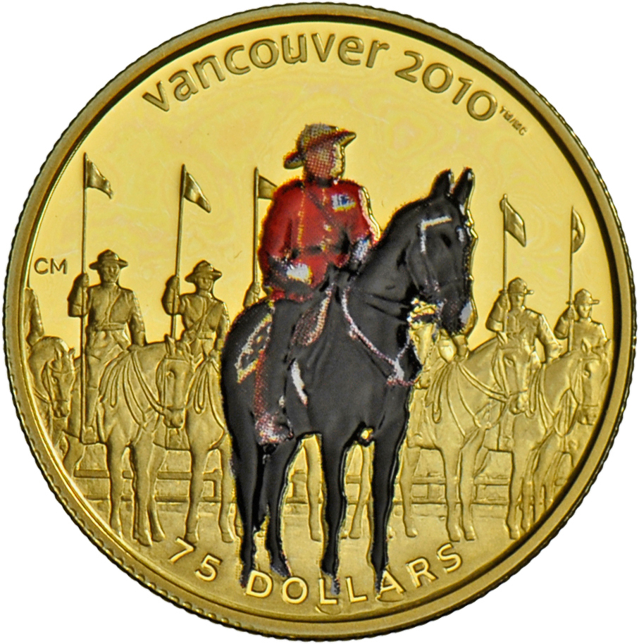 05047 Kanada - Anlagegold: Goldmünze 75 Dollars 2007 Kanada, Vancouver 2010, Royal Canadian Mounted Police, Polierte Pla - Canada