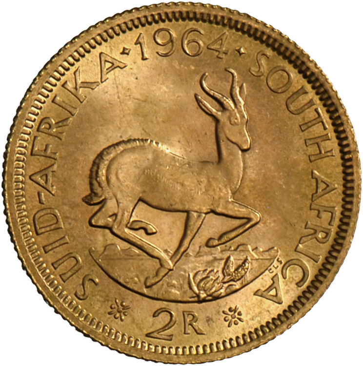 05058 Südafrika - Anlagegold: 2 Rand 1968, KM #64, Gold, Sehr Schön. - Afrique Du Sud