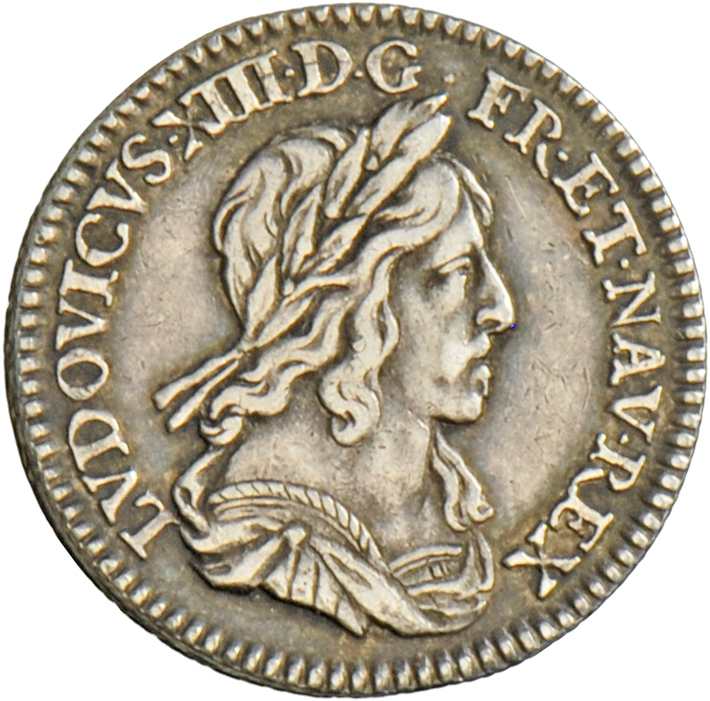 05087 Frankreich: Königkreich: Ludwig XIII (1601-1643), 1/12 ECU 1643. Randschrift LVDOVICO XIII MONETAE RESTITVTORI. Si - Autres & Non Classés