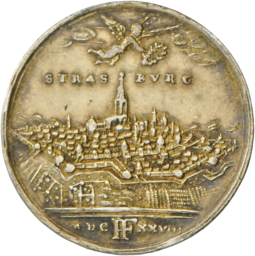 05088 Frankreich: Elsass, Strassburg: Stadt-Medaille 1628 (von J. G. Lutz Und F. Fechner), Av: Stadtansicht / R: Stadtsc - Autres & Non Classés