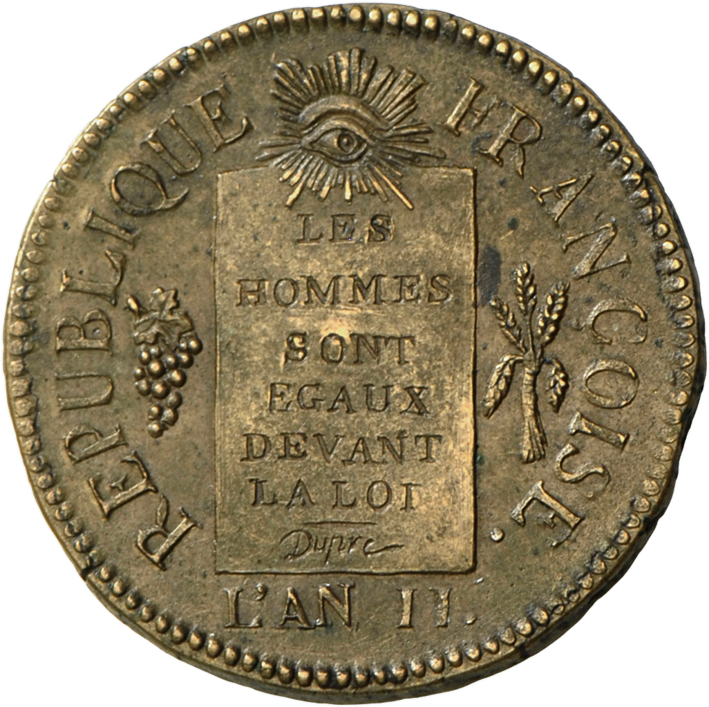 05095 Frankreich: Convention 1792-1795: 1 Sol Aux Balances, An II, 1793 AA, Durchmesser 30 Mm, Gewicht 14,82g, Gadoury 1 - Autres & Non Classés