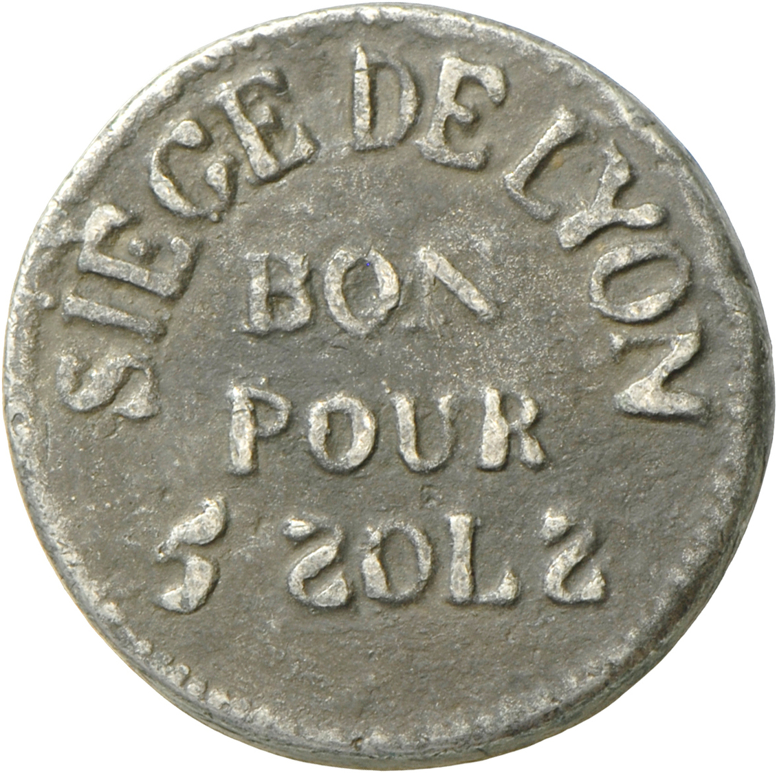 05098 Frankreich: Convention 1792-1795: 5 Sols (Essai Aus Blei?), Nicht Datiert. BON POUR 5 SOLS (metal De Cloche) Siege - Autres & Non Classés