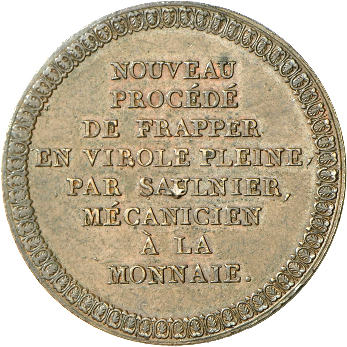 05102 Frankreich: Consulat 1799-1804: Kupfer Essai 5 Francs An 10 (1801-1802). Durchmesser 36,5 Mm; Gewicht 21,5g. VG.97 - Autres & Non Classés