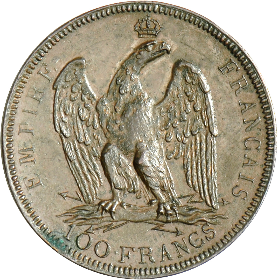 05104 Frankreich: Napoleon I. 1804-1814: Kupfer Essai 100 Francs 1807. Durchmesser 31,8 Mm; Gewicht 12g. Sehr Selten. Ma - Autres & Non Classés