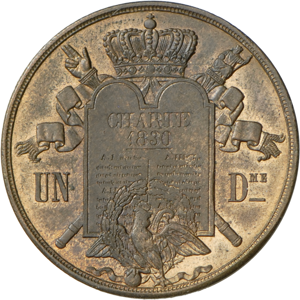 05107 Frankreich: Königreich 1815-1847: Louis-Philippe I., Essai D Un Decime A La Charte, 1847 Paris. Bronze, Durchmesse - Autres & Non Classés