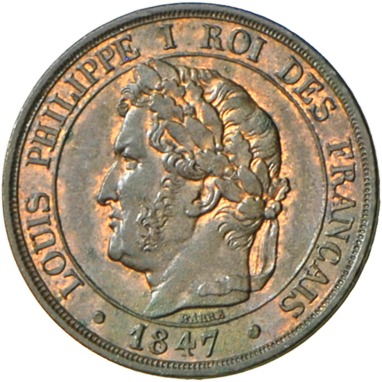 05108 Frankreich: Königreich 1815-1847: Louis-Philippe I., Essai De 1 Centime A La Charte, 1847 Paris. Bronze, Durchmess - Other & Unclassified