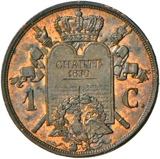 05108 Frankreich: Königreich 1815-1847: Louis-Philippe I., Essai De 1 Centime A La Charte, 1847 Paris. Bronze, Durchmess - Other & Unclassified