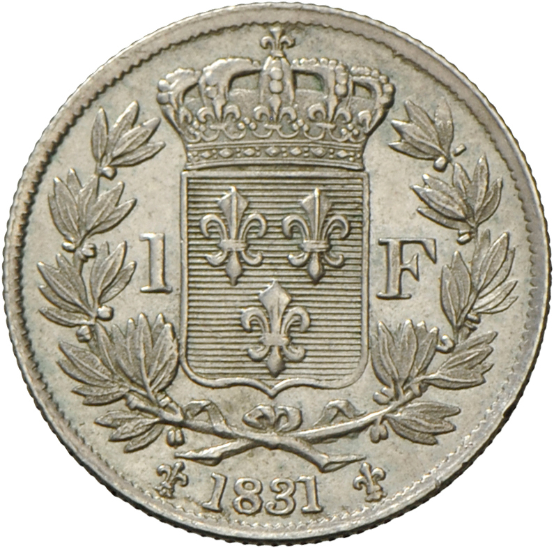 05110 Frankreich: Heinrich V. Graf Von Chambord, Thronprätendent 1820-1883): 1 Franc 1831Module De France, Mit Riffelran - Autres & Non Classés