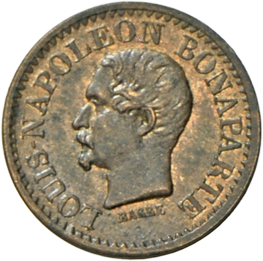 05113 Frankreich: Zweite Republik 1848-1852: Essai De Bronze 1 Centime 1851, Umschrift Louis-Napoleon Bonaparte, Bronze. - Autres & Non Classés