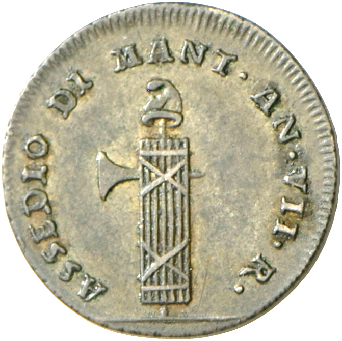 05126 Italien: Italien (Assedio Di Mantova): Kupfer V Soldi Di Milano Ann VII. Durchmesser 19,9 Mm; Gewicht 3g; Vareri 7 - 1900-1946 : Victor Emmanuel III & Umberto II