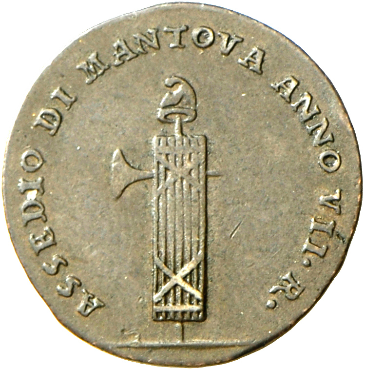 05127 Italien: Italien (Assedio Di Mantova): Kupfer X Soldi Di Milano Anno VII. Durchmesser 22 Mm; Gewicht 5,6g; Vareri - 1900-1946 : Victor Emmanuel III & Umberto II