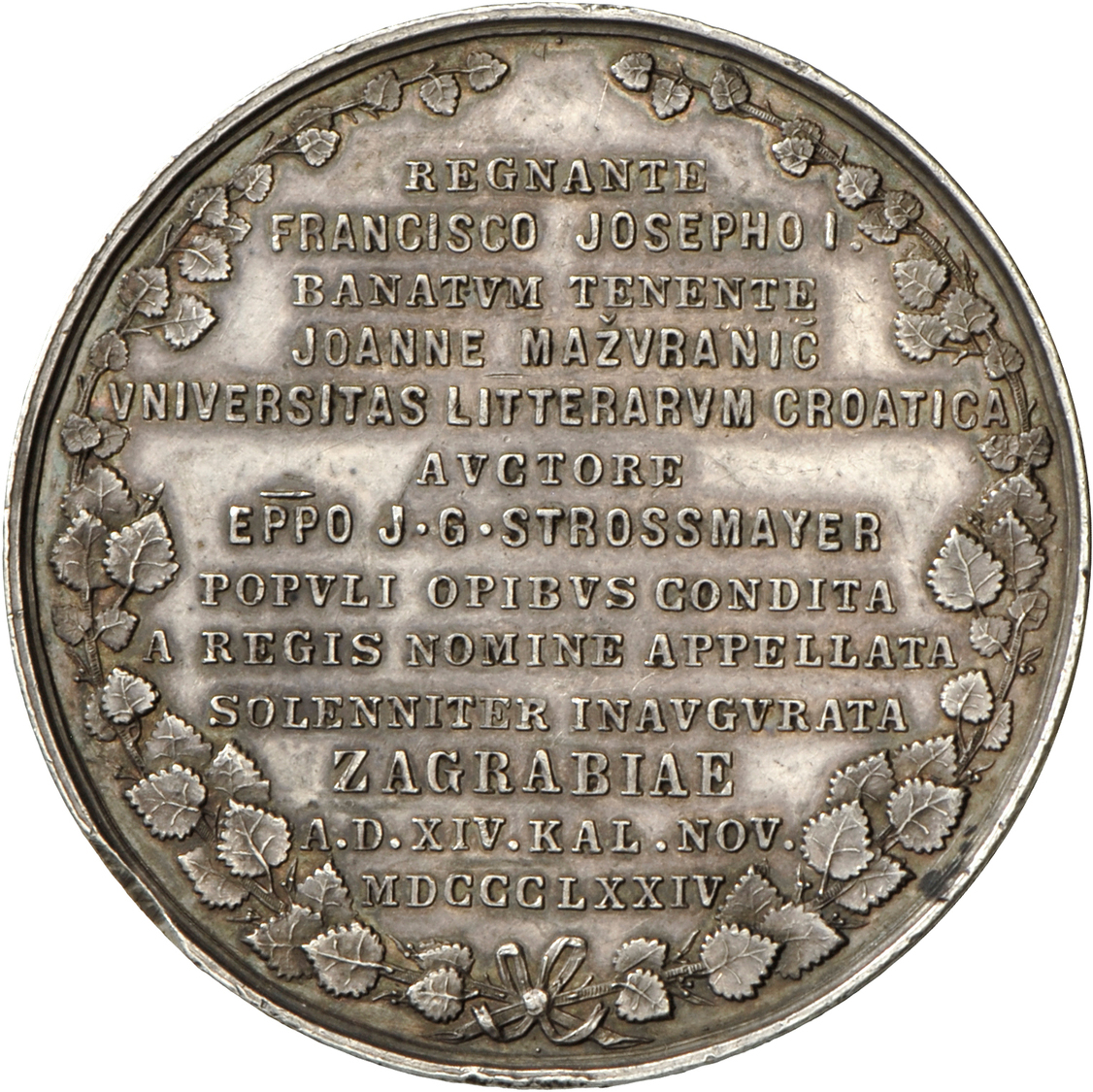 05137 Kroatien: Zagrep: Silbermedaille 1874, Von Mayer & Wilhelm, Stuttgart; Geprägt In Kremnitz, Auf Die Gründung Der U - Croatie