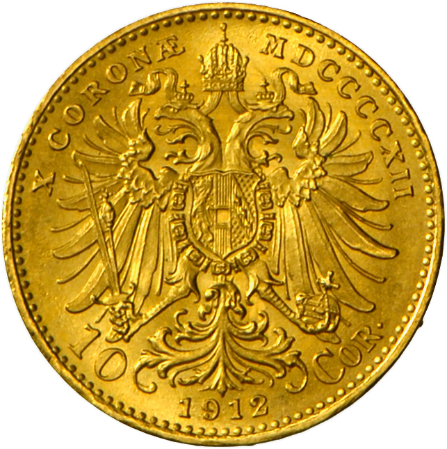 05144 Österreich - Anlagegold: Franz Joseph I. 1848-1916: 10 Kronen 1912 (NP), Jaeger 386, Vorzüglich-Stempelglanz. - Autriche