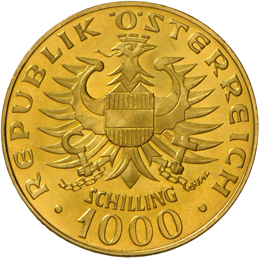 05146 Österreich - Anlagegold: 1.000 Schilling 1976, Babenberger, 13,5g 900/1000 Gold - Austria