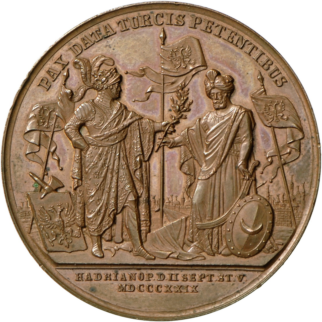 05176 Russland: Nikolaus I. 1825-1855: Bronzemedaille 1829, Stempel Von Heinrich Gube, Auf Den Frieden Von Adrianopel (E - Russie