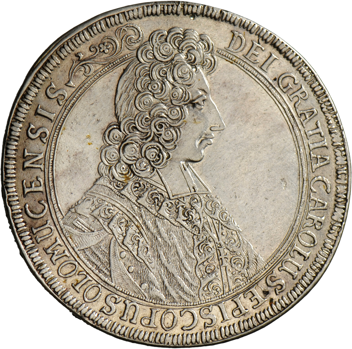 05199 Tschechien: Olmütz-Bistum, Karl III. Von Lothringen 1695-1711:Breiter Taler 1705; 28,37 G, Davenport 1209, Kl. Ein - Tchéquie