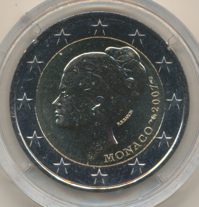 05208 Monaco: 2 EURO Gedenkmünze 2007 Grace Kelly, Gekapselt, Mit Etui Und Umkarton - Monaco