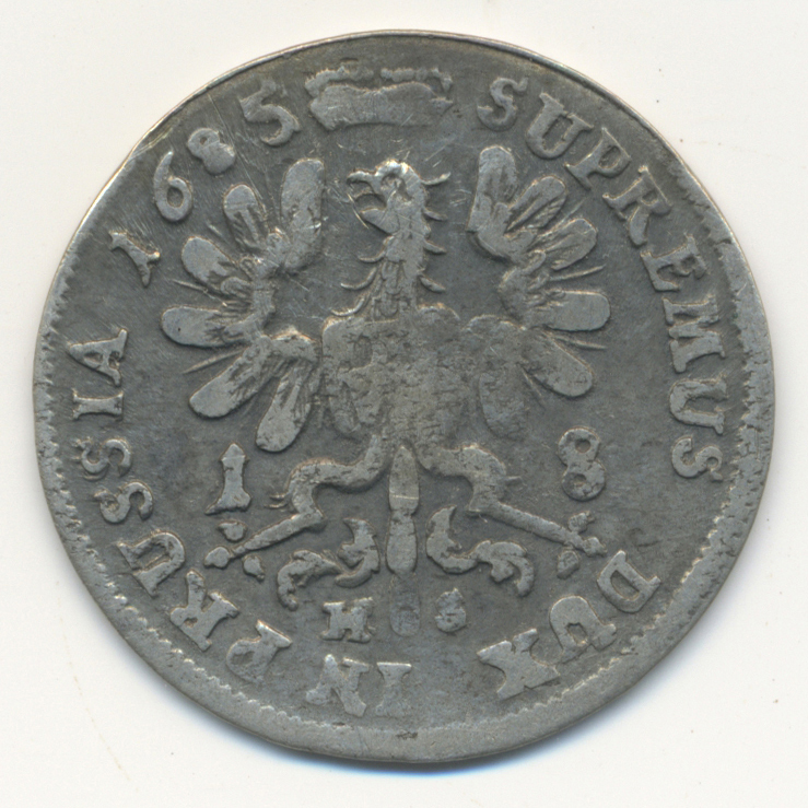 05220 Altdeutschland und RDR bis 1800: Brandenburg-Preußen: Lot 4 Münzen; 18 Gröscher 1685 HS (2x) und 1699 SD (2x), fas