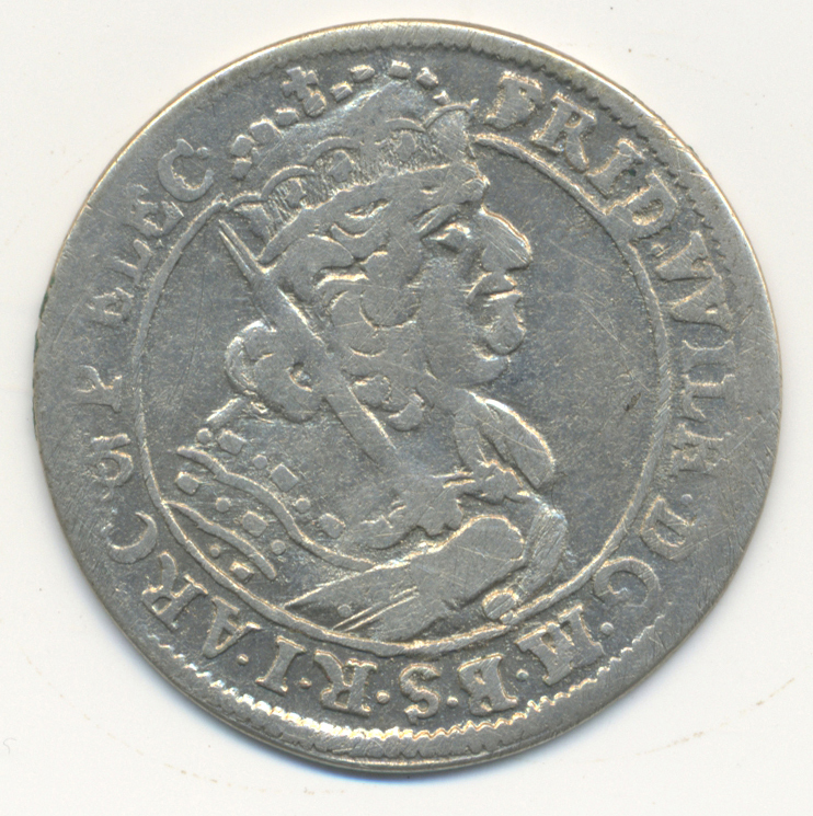 05220 Altdeutschland und RDR bis 1800: Brandenburg-Preußen: Lot 4 Münzen; 18 Gröscher 1685 HS (2x) und 1699 SD (2x), fas
