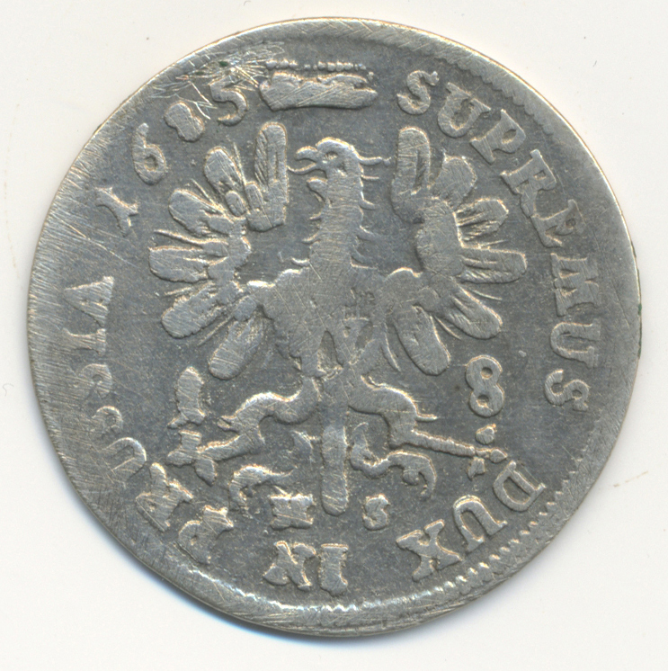 05220 Altdeutschland und RDR bis 1800: Brandenburg-Preußen: Lot 4 Münzen; 18 Gröscher 1685 HS (2x) und 1699 SD (2x), fas