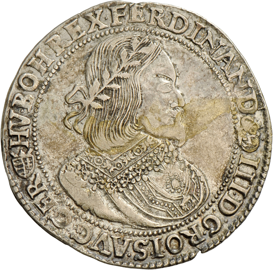 05304 Haus Habsburg: Ferdinand III. 1637-1657: Reichstaler 1657 KB, Kremnitz; 28,3 G, Davenport 3198, Klebefilmreste, Sc - Autres – Europe