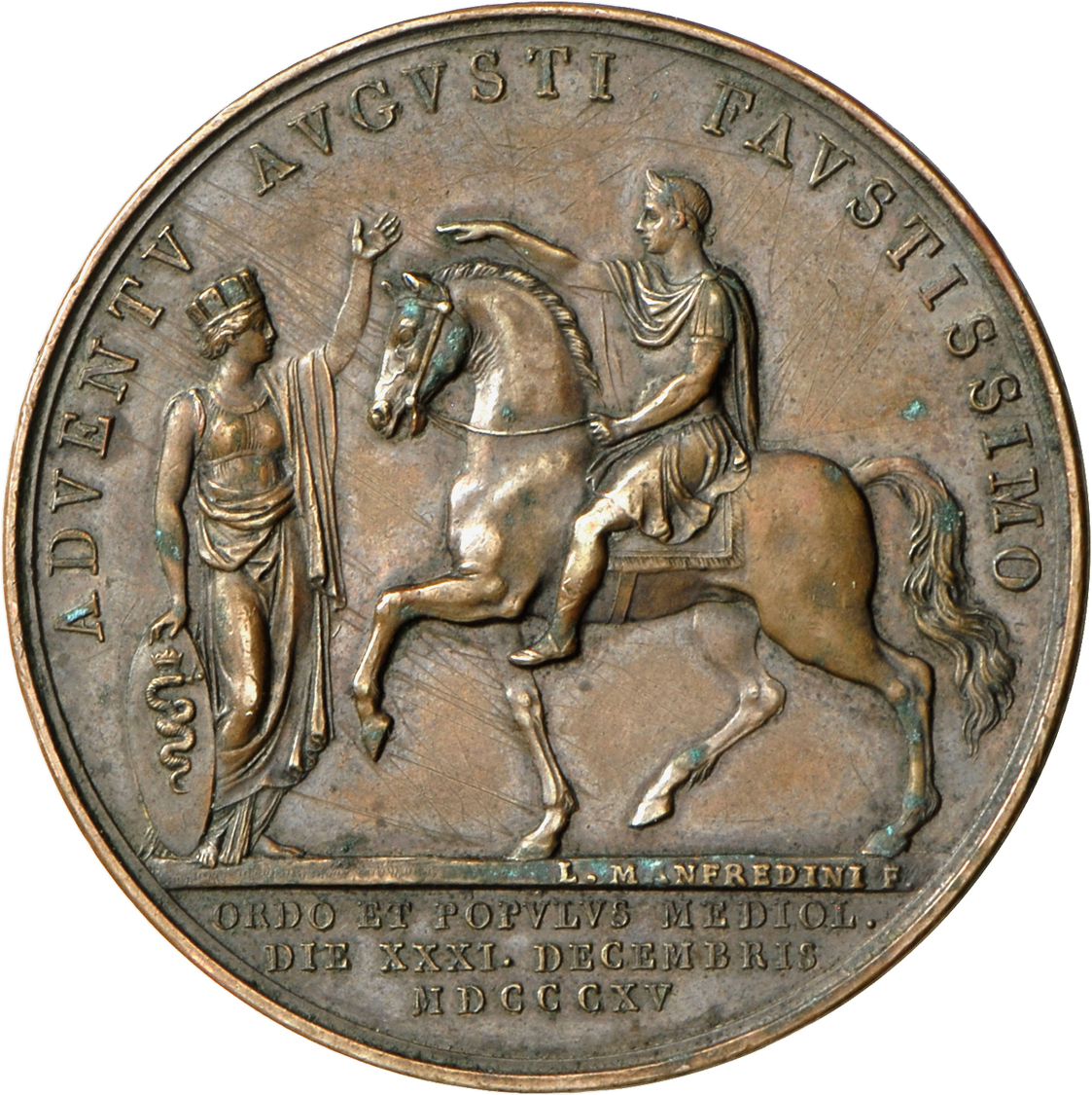 05311 Haus Habsburg: Franz I. 1792-1806-1815: Bronzemedaille 1815, Stempel Von Vasallo Und Manfredini, Auf Seine Ankunft - Autres – Europe