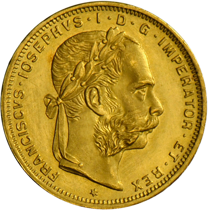 05316 Haus Habsburg: Franz Joseph I. 1848-1916: Lot 4 Goldmünzen; 8 Florin 1892 (2x) + 4 Florin 1892 + 1 Dukat 1915, all