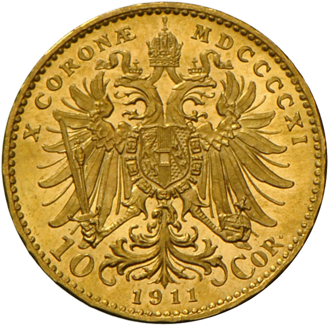 05318 Haus Habsburg: Franz Joseph I. 1848-1916: 10 Kronen 1911, Frühwald 1957, J.386, Min. Kratzer Auf Av, Sonst Stempel - Autres – Europe