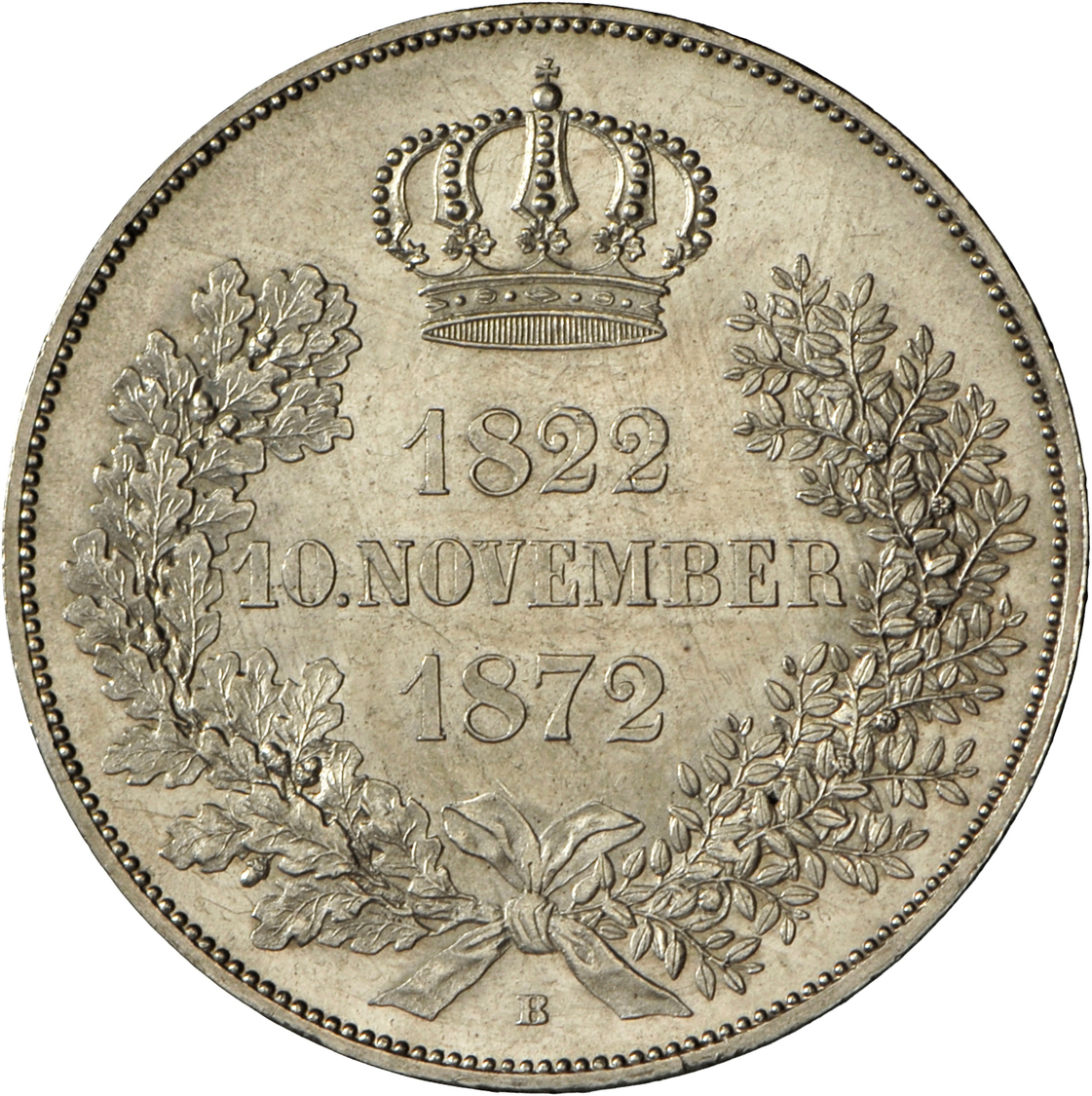 05350 Sachsen: Johann 1854-1873:  Doppeltaler 1872, Auf Die Goldene Hochzeit, AKS 160, Jaeger 133, Kl. Kratzer, Min. Fle - Autres & Non Classés