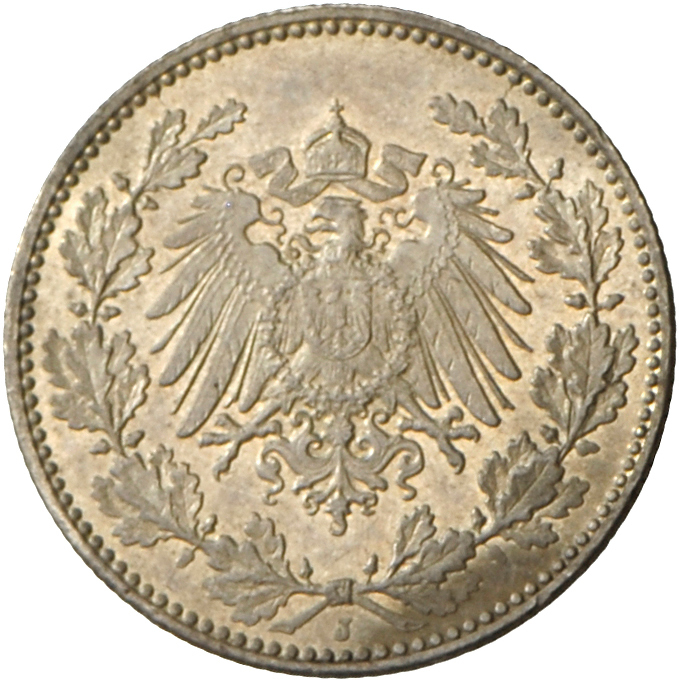 05359 Umlaufmünzen 1 Pf. - 1 Mark: 50 Pfennig 1900 J, Jaeger 15, Vorzüglich. - Taler Et Doppeltaler