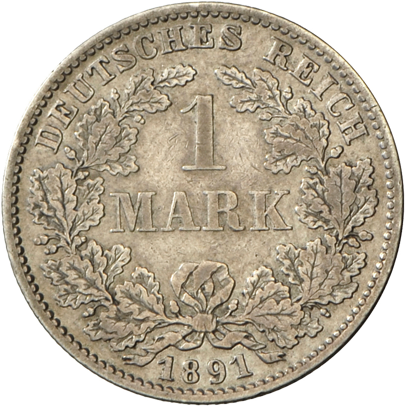05360 Umlaufmünzen 1 Pf. - 1 Mark: 1 Mark 1891 D, Jaeger 17, Selten RR, Sehr Schön. - Taler Et Doppeltaler