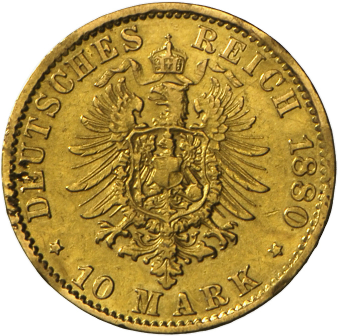 05387 Hamburg: Freie Und Hansestadt: 10 Mark 1880 J, Jaeger 209, Gold 900, 3,982 G, Kl. Einhiebe, Min. Randfehler, Schön - Pièces De Monnaie D'or