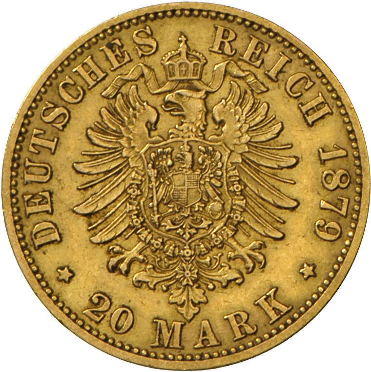 05389 Preußen: Wilhelm I. 1861-1888: 20 Mark 1879 A, Jaeger 246, Sehr Schön. - Gold Coins